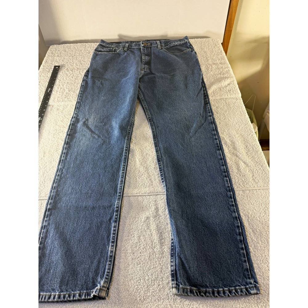 Wrangler Rugged Wear Mens Blue Medium Wash Straight Leg Jeans 38x34 96501MR